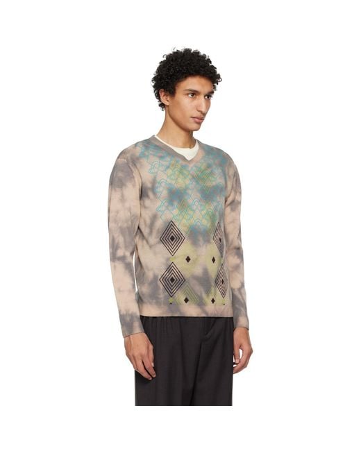 Kiko Kostadinov Black Taupe Hatha V-Neck Knit Sweater for men