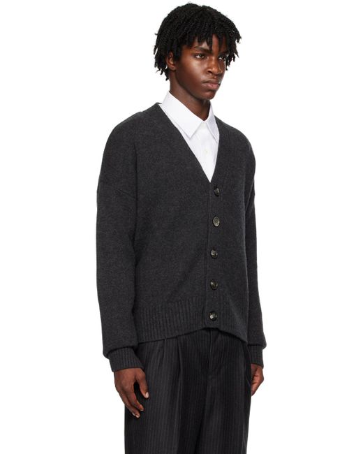 AMI Black Gray Patch Cardigan for men
