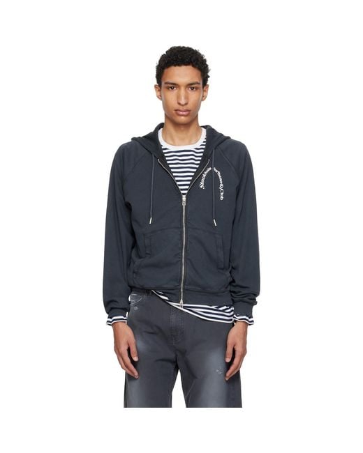 Stockholm Surfboard Club Black Logo Zip Hoodie for men