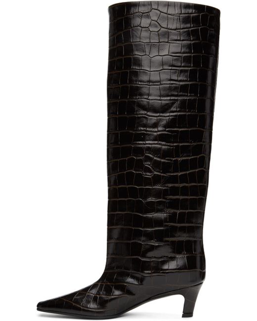 Totême  Black Toteme Brown 'the Wide Shaft' Boots
