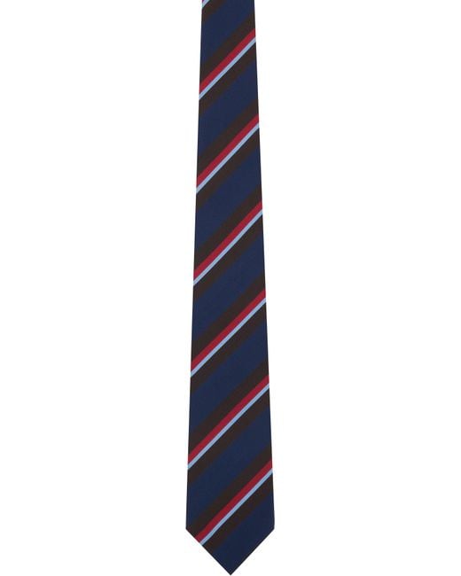 Drake's Black Striped Tie for men