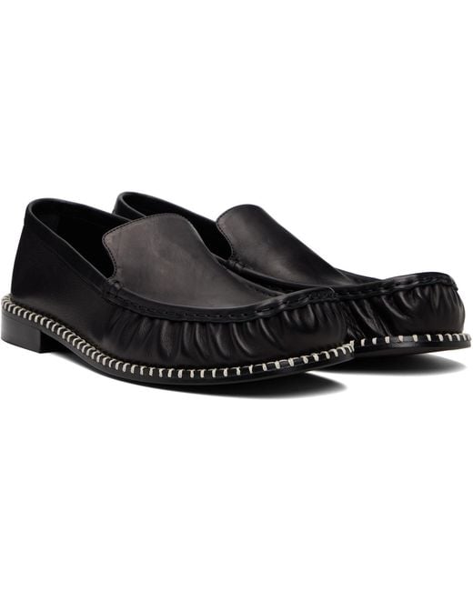 Dries Van Noten Black Leather Loafers for men