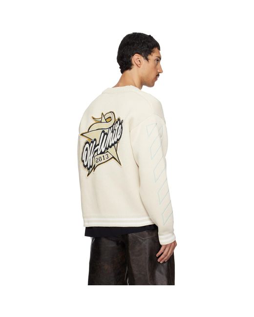 Off-White c/o Virgil Abloh Natural Star Varsity Knit Cardigan for men