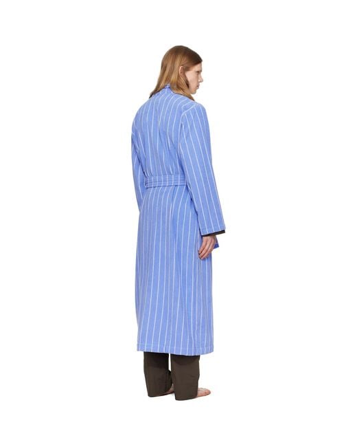 Tekla Blue Terry Classic Bathrobe for men