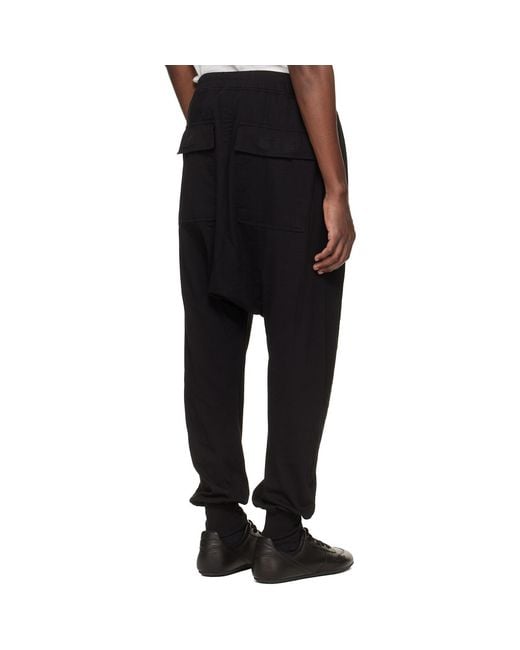 Rick Owens Black Temple Drawstring Sweatpants for men