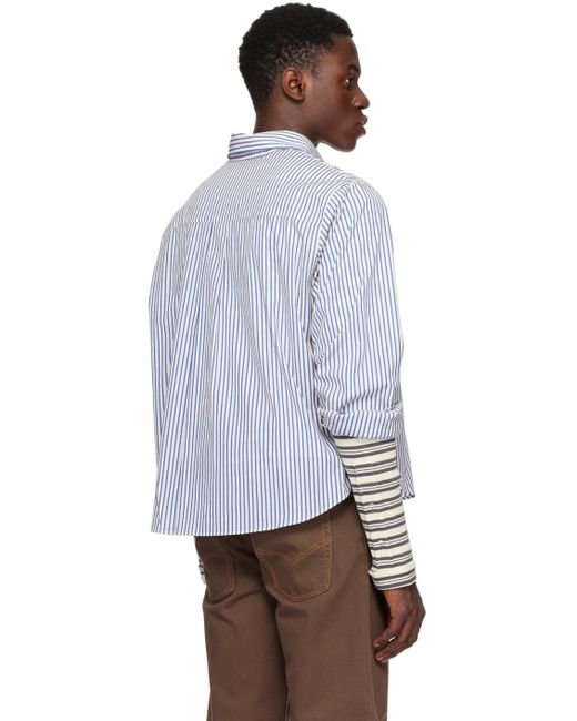 Bluemarble Gray Marble Smiley Stripe Shirt for men
