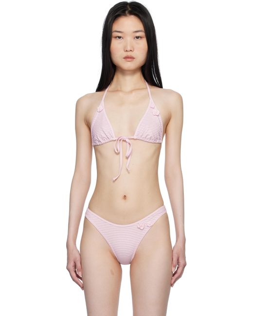 Frankie's Bikinis ピンク Paradise マイクロ ホルター ビキニトップ Multicolor