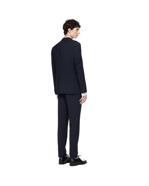 Boss Blue Two-Piece Slim-Fit Stretch Virgin Wool Suit for men