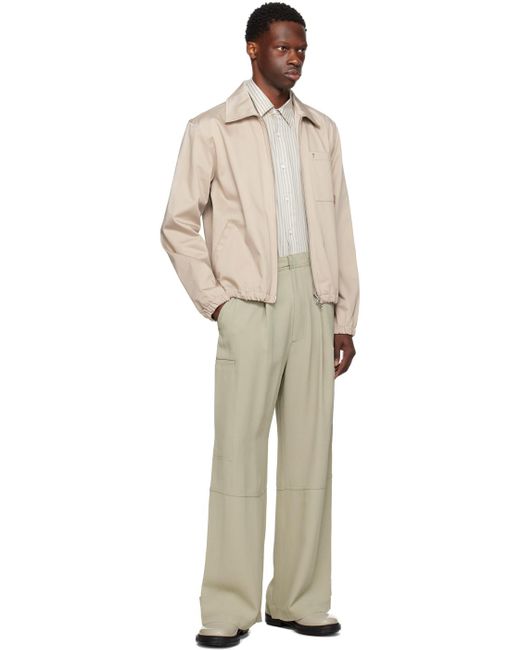 AMI Natural Pleated Cargo Pants for men