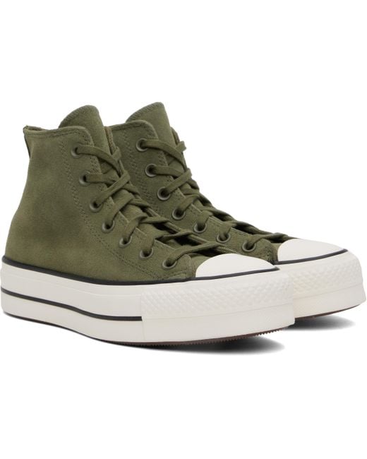 Converse Green Khaki Chuck Taylor All Star Lift Platform Sneakers
