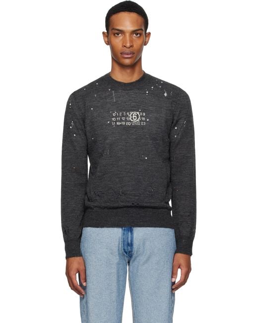 MM6 by Maison Martin Margiela Men's Black Numeric Knit Sweater