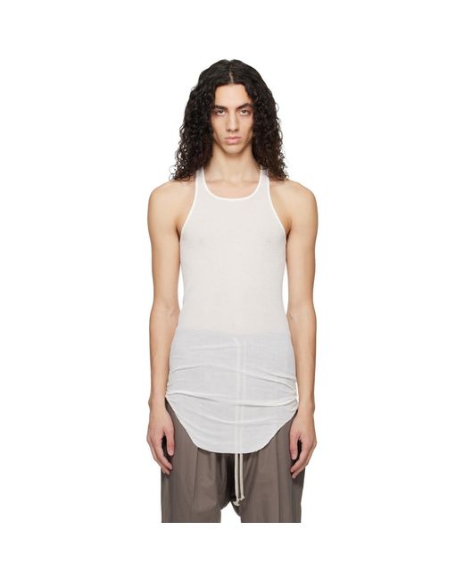 Rick Owens White Temple Basic Rib Tank Top for men