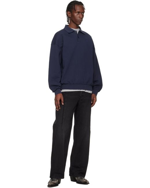 Vetements Blue Distressed Logo Polo for men