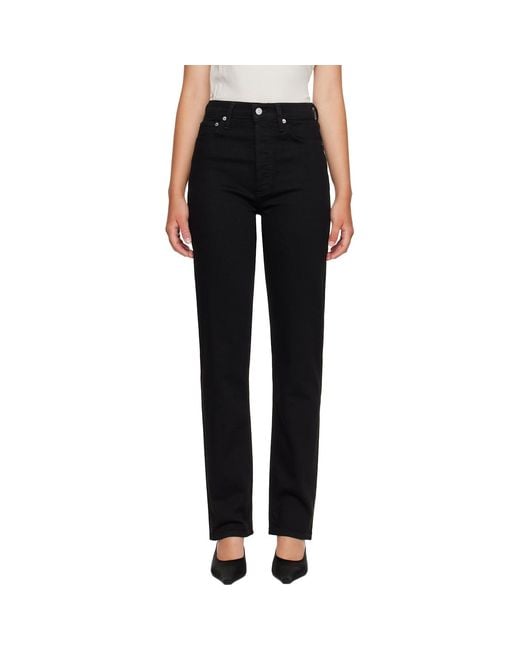 Agolde Black 90's Pinch Waist High Rise Straight Long Jeans