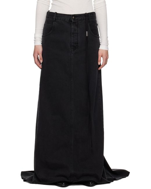 Ann Demeulemeester ブラック Goele Comfort ファイブポケット マキシスカート Black
