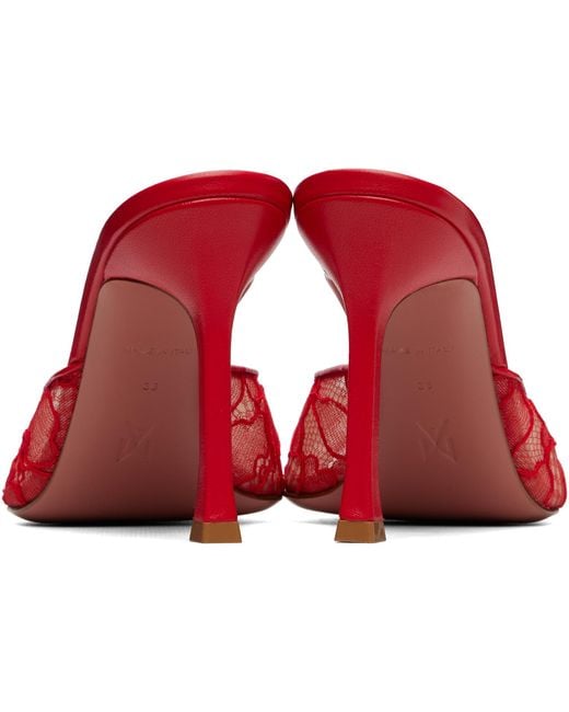 AMINA MUADDI Red Alexa Lace 95 Heeled Sandals