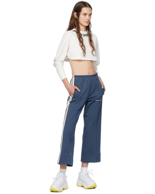 Palm Angels Blue Embroidered Track Pants