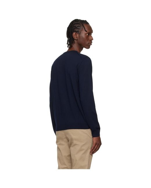 Boss Blue Slim-Fit Merino-Wool Sweater for men