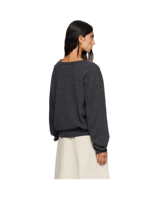 LE17SEPTEMBRE Black Soft Alpaca Blend Tie V-Neck Knit Sweater