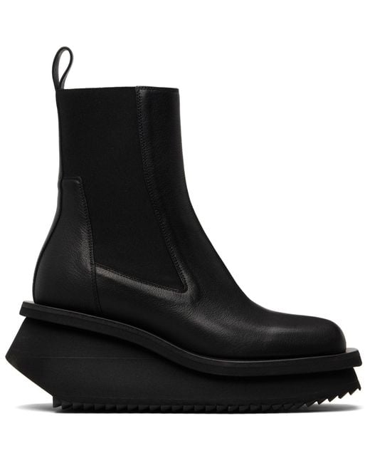 Rick Owens Black Temple Low Factory Beatle Chelsea Boots for men