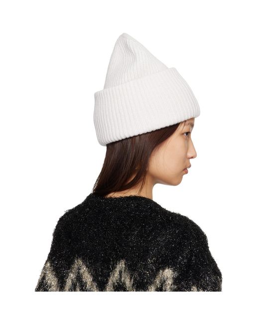 Acne White Off- Large Face Logo Beanie