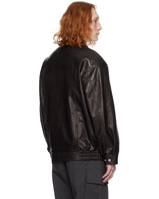 DUNST Black Oversized Vintage Leather Jacket for men