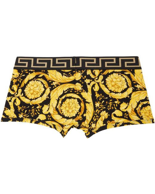Boxer noir et jaune à motif baroque Versace pour homme en coloris Metallic