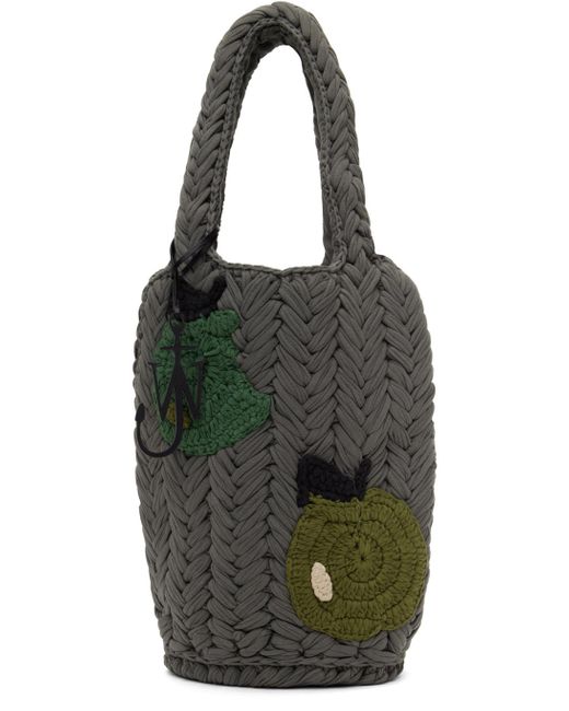J.W. Anderson Black Ssense Exclusive Gray Apple Knitted Tote