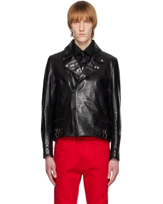 Undercover Black Zip-up Leather Jacket for men