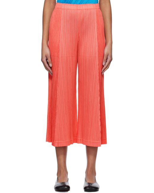 Pleats Please Issey Miyake Red Thicker Bottoms 1 Trousers