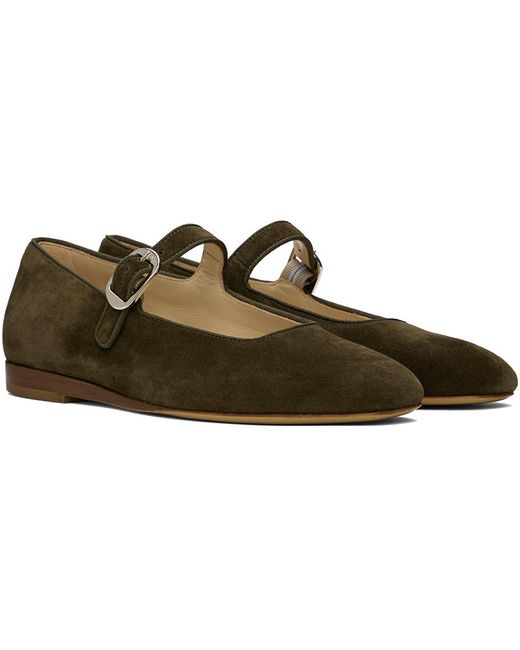 Le Monde Beryl Khaki Mary Jane Ballerina Flats in Black | Lyst UK
