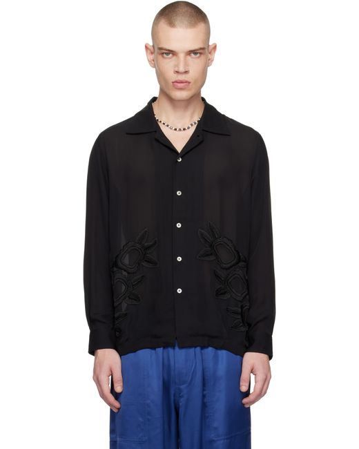 Bode Midnight Daffodil Long Sleeve Shirt in Black for Men | Lyst UK
