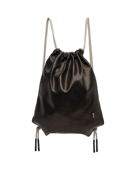 Rick Owens Black Off- Concordians Drawstring Backpack for men