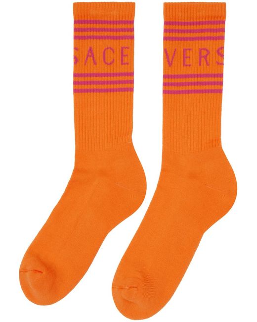 Versace Orange Athletic Socks for men