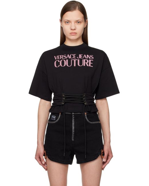 Versace Black Lace-Up T-Shirt