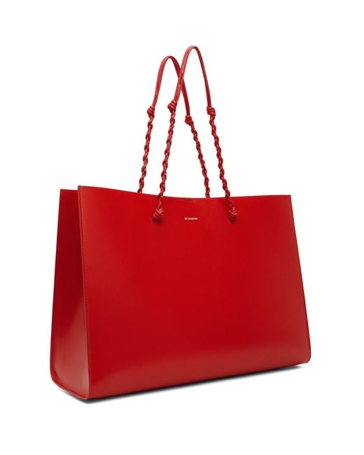 Jil Sander Red Tangle Shopping Ew Tote