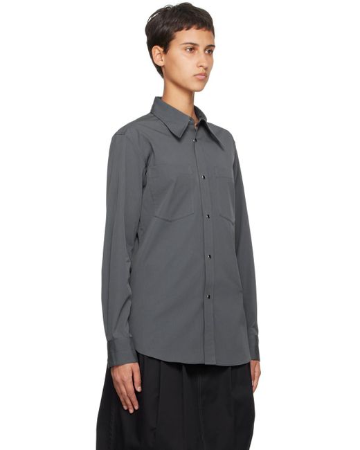 Lemaire Black Gray Pointed Collar Shirt