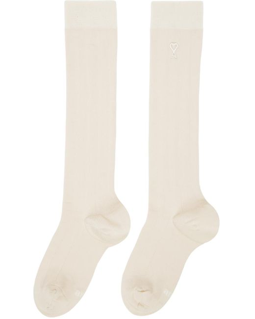 AMI Off-white Silk Socks