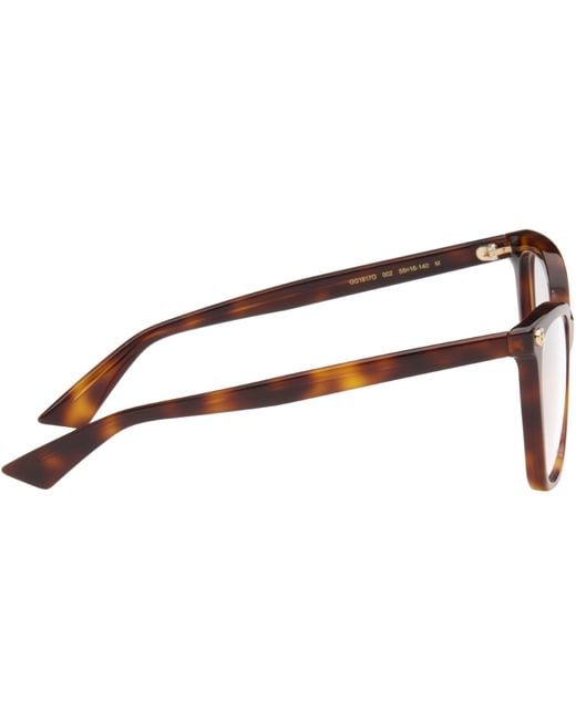 Gucci Brown Light Acetate Gg Cat Eye Glasses