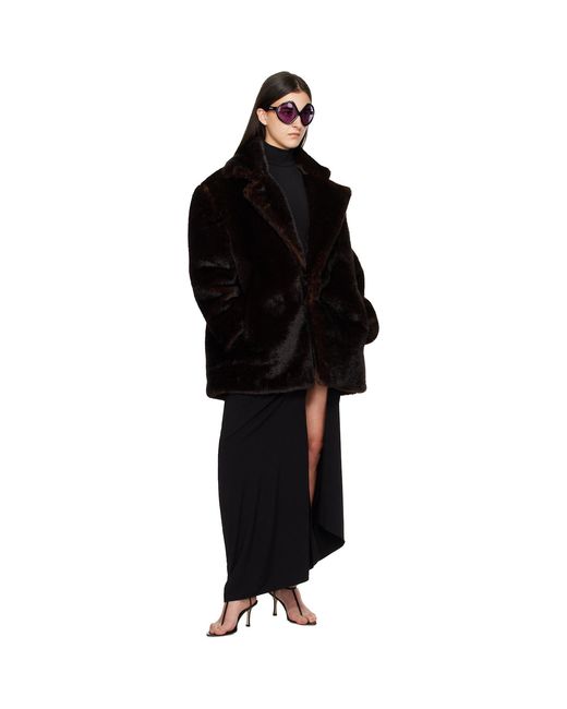 Coperni Black Notched Lapel Faux-Fur Coat