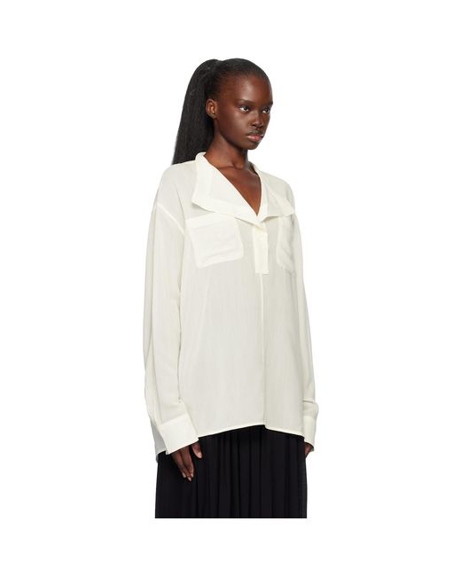 Totême White Off- Overlapping Collar Blouse