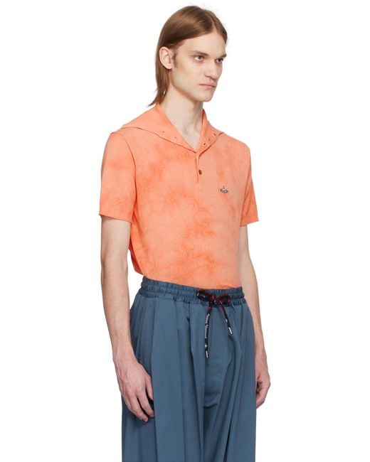 メンズ Vivienne Westwood オレンジ Alex ニットポロシャツ Blue