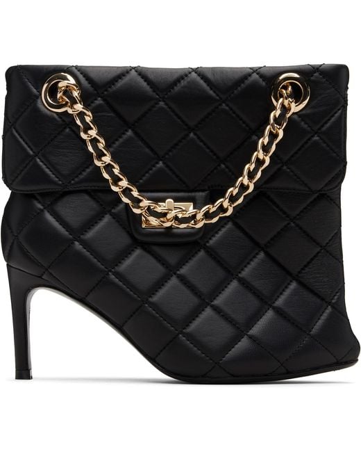Maison Mihara Yasuhiro Black Quilted Bag Detail Pin Heel Short Boots