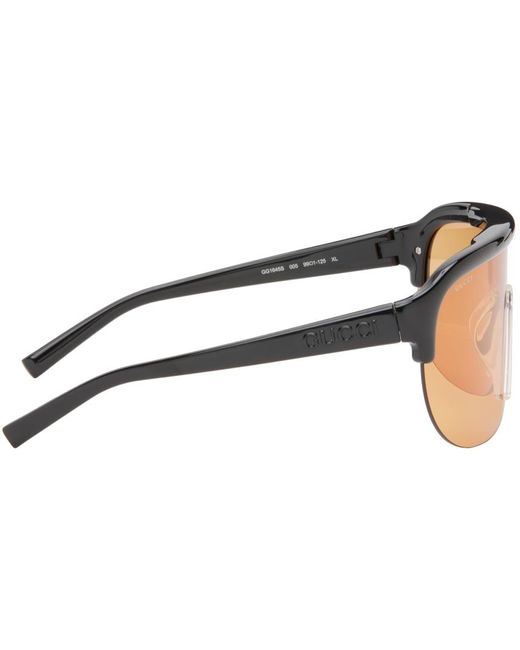Gucci Black & Orange Mask-shaped Sunglasses for men