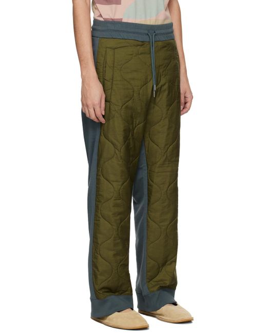 Pantalon de survêtement matelassé bleu et kaki Dries Van Noten pour homme en coloris Green