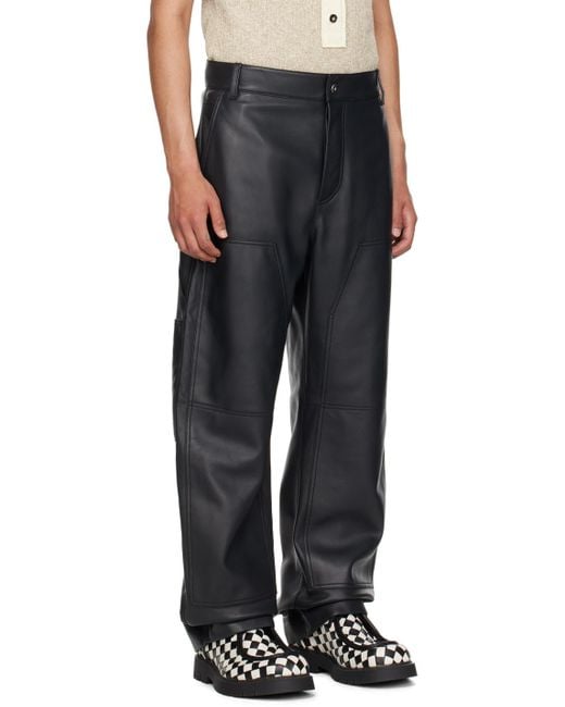 Bottega Veneta Black Cargo Leather Pants for men