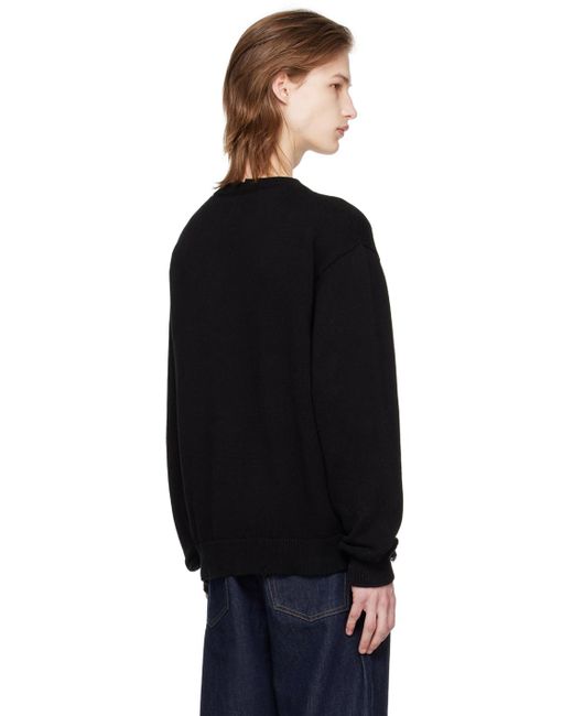Re/done Black Thrashed Sweater for men