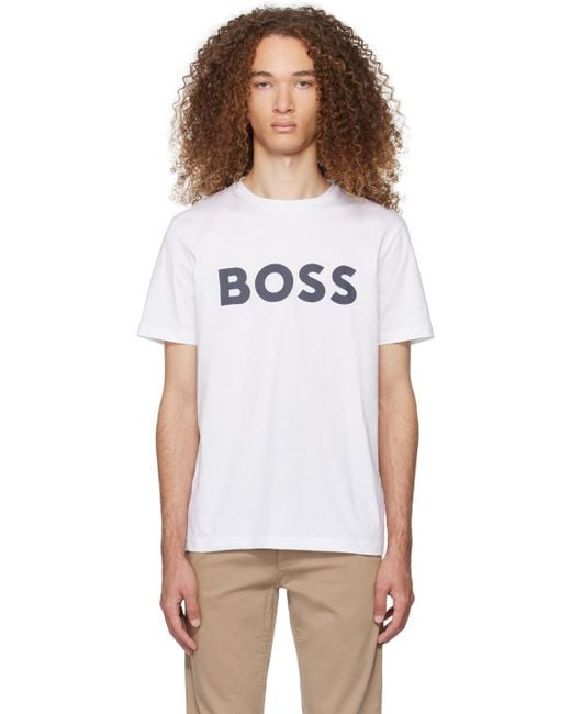 BOSS by HUGO BOSS White Printed T-shirt for Men | Lyst Canada