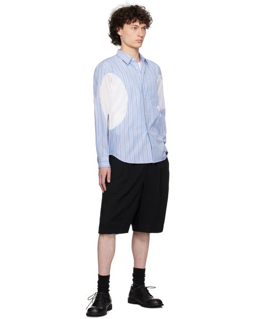 Chemise Bleue En Popeline Fine De Coton Et En Filet De Polyester À Rayures Comme des Garçons pour homme en coloris White