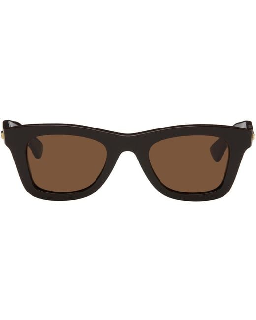 Bottega Veneta Black Brown Wayfarer Acetate Sunglasses